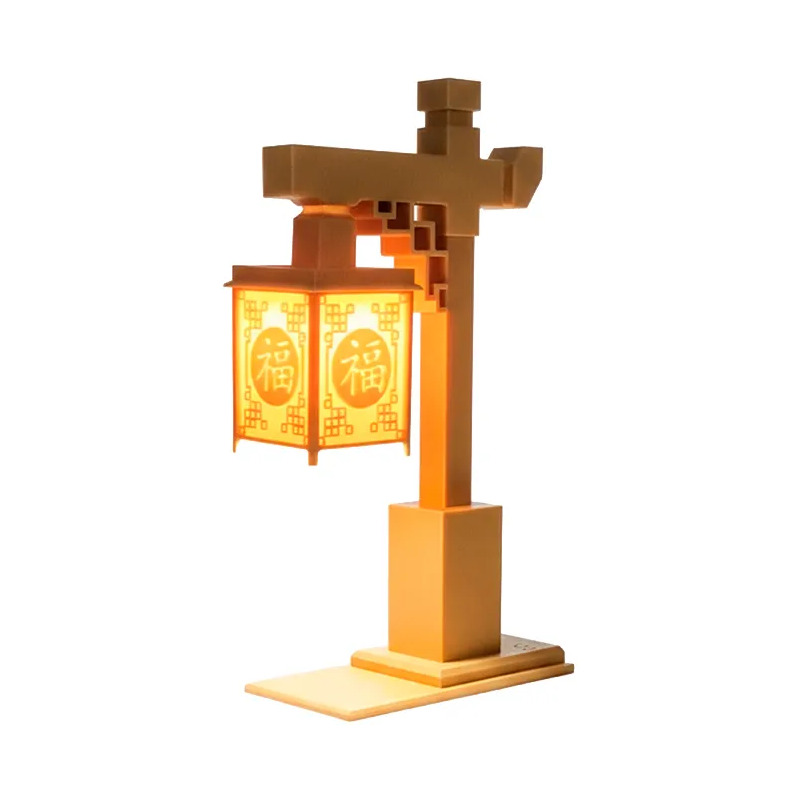 Luminária Oriental  Luz Led Amarela  Fonte 12v Inclusa Marrom-claro Bege 12v